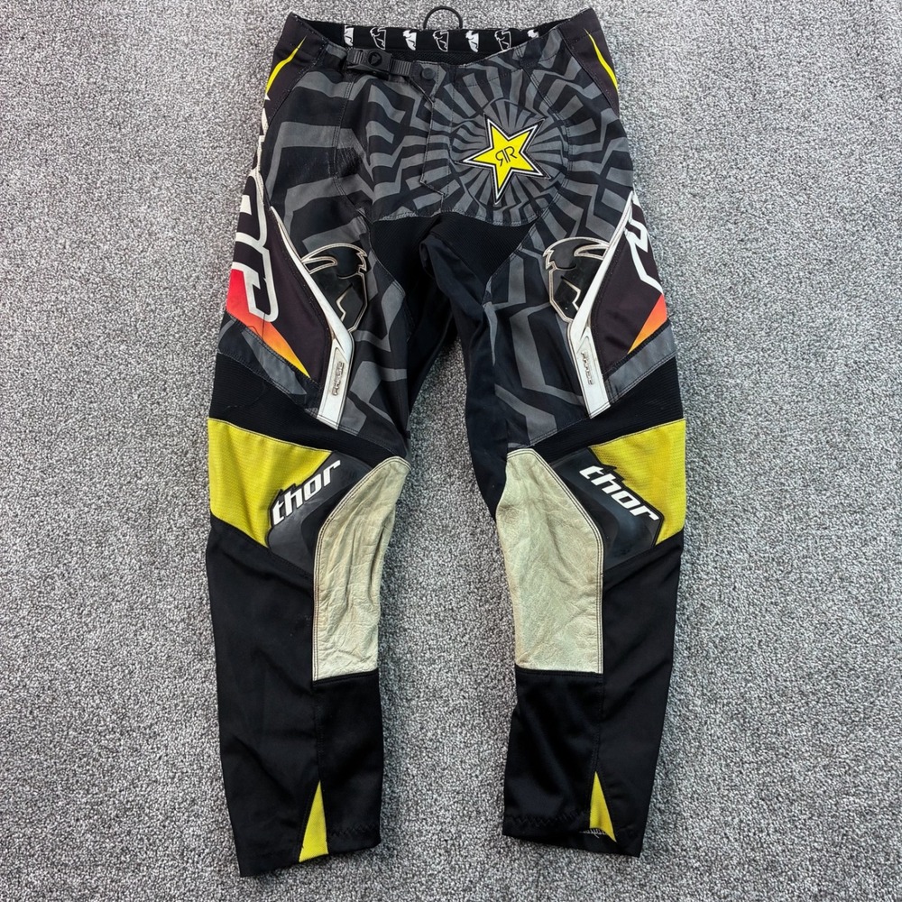 Thor Rockstar Energy Motocross Pants Mens 32 Black Yellow MX Racing Phase